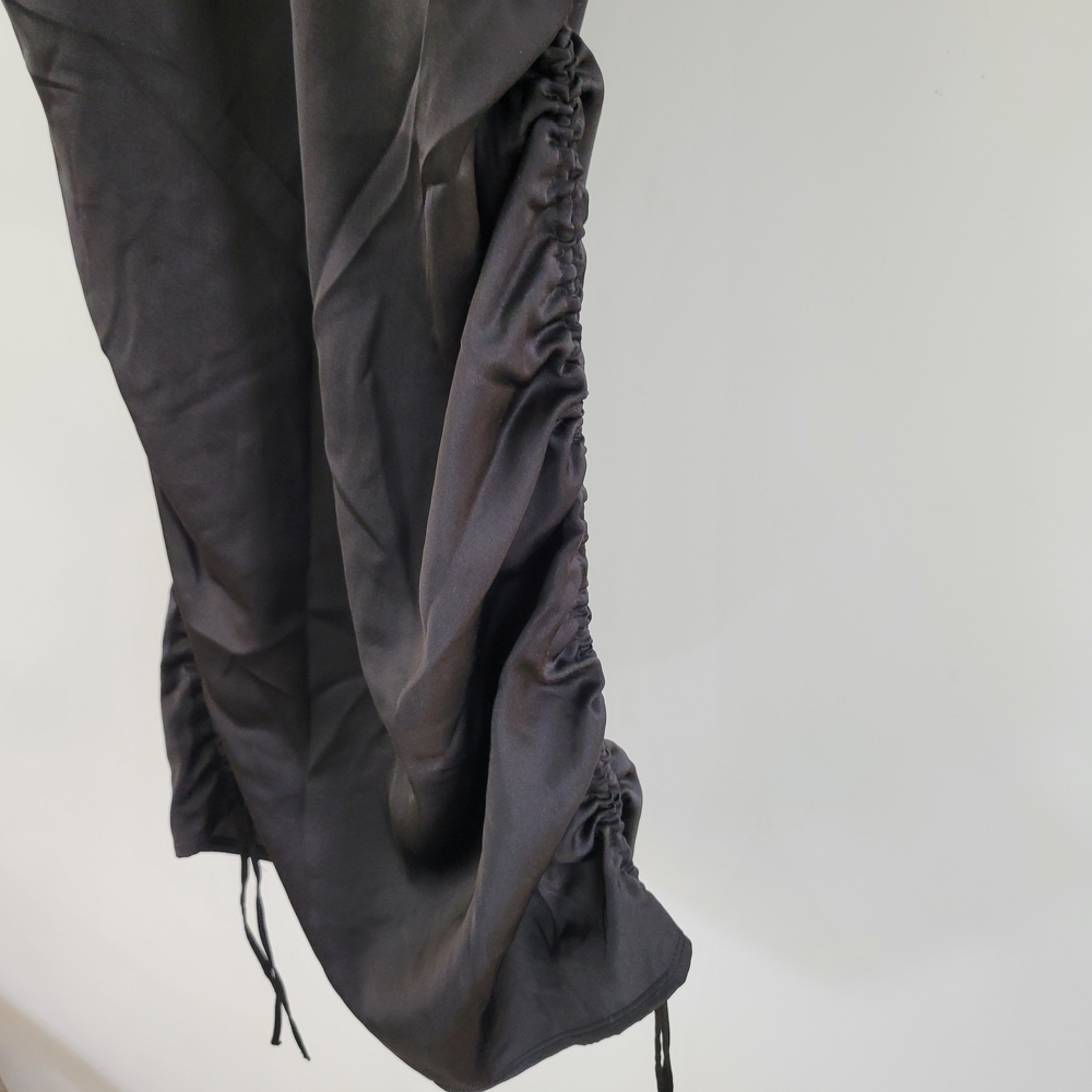 Hollister Black Satin Mini Dress with Ruched Front and Cutout - Picture 2 of 6